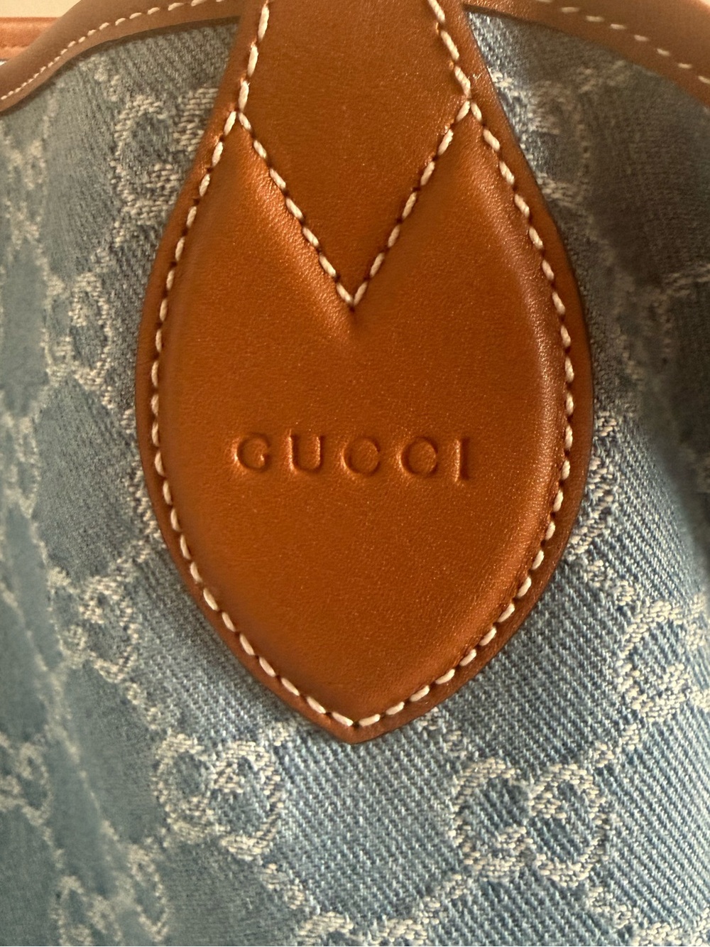 Gucci Totissima Large Blue Denim-Jacquard reversible Trimmed tote bag - Picture 5 of 7